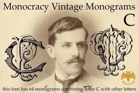 Monocracy Vintage Monograms C Font for Editorial Design